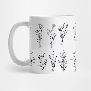 Wildflowers One Line Art Flowers Pattern 2 Mug